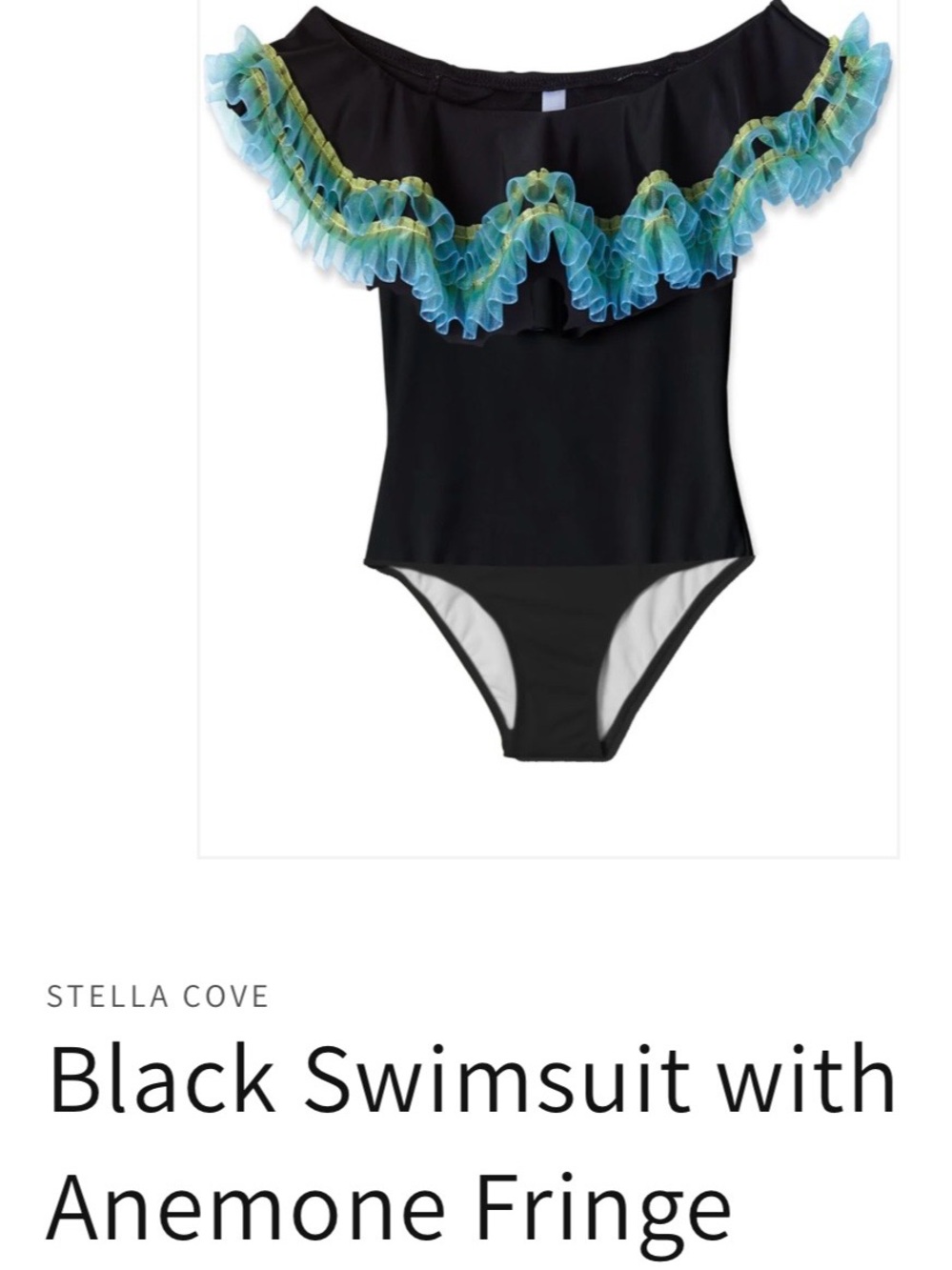 Stella Cove Black One-Piece with Teal and Yellow Ruffle